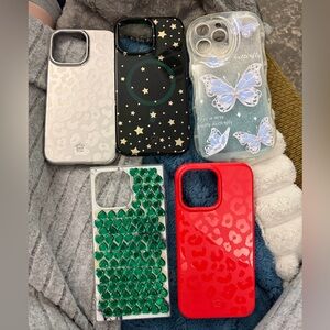 Lot of Stylish iPhone Pro Max Cases and accessories - Assorted colors/brands.